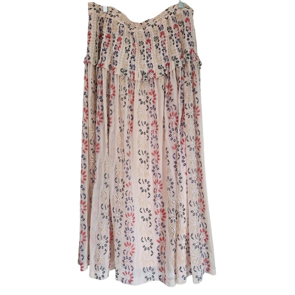 Cristina Ivory Boho Floral Lace Maxi Lined Skirt Cottagecore Festival Womens XL